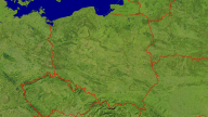 Polen Satellit + Grenzen 1280x720